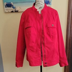 Vibrant Red Utility Jacket for Women